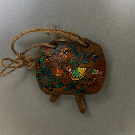 Hand Painted Old Wooden Bell Wall Hanging