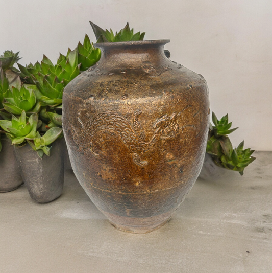 Antique Galvanized Clay Pot