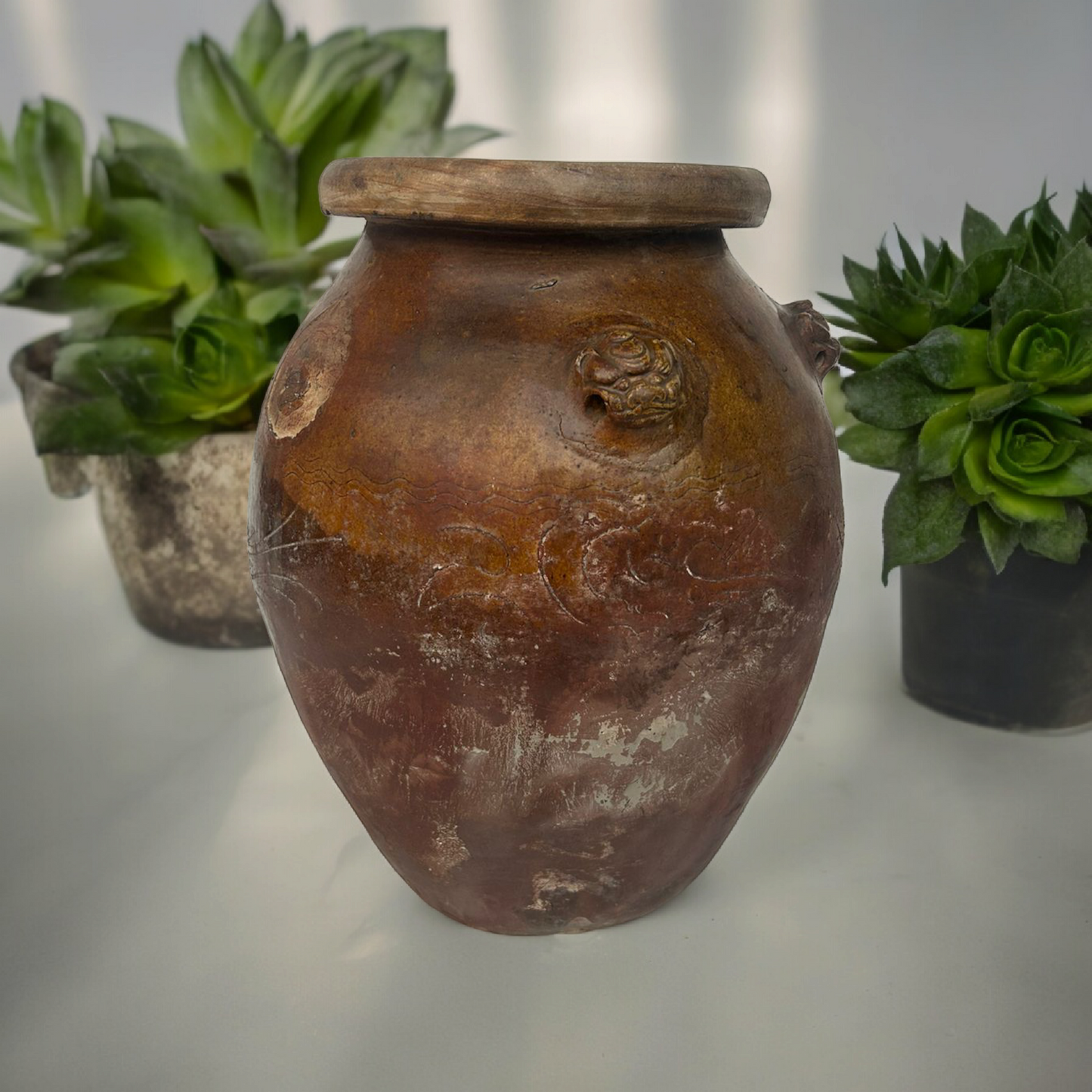 Antique Galvanized Clay Pot