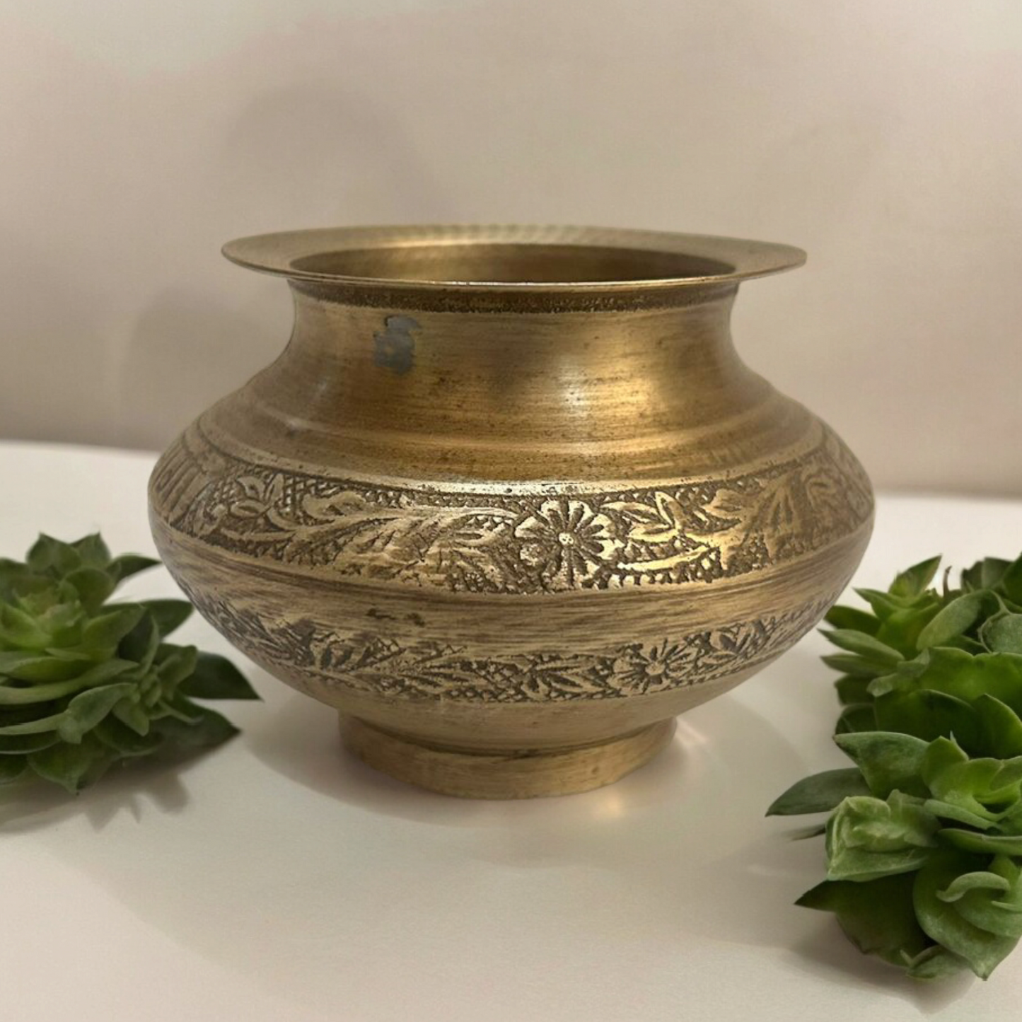 Old Engraved Brass Pot