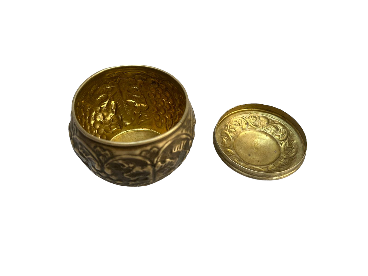 Old Floral  Embossed  Brass Box