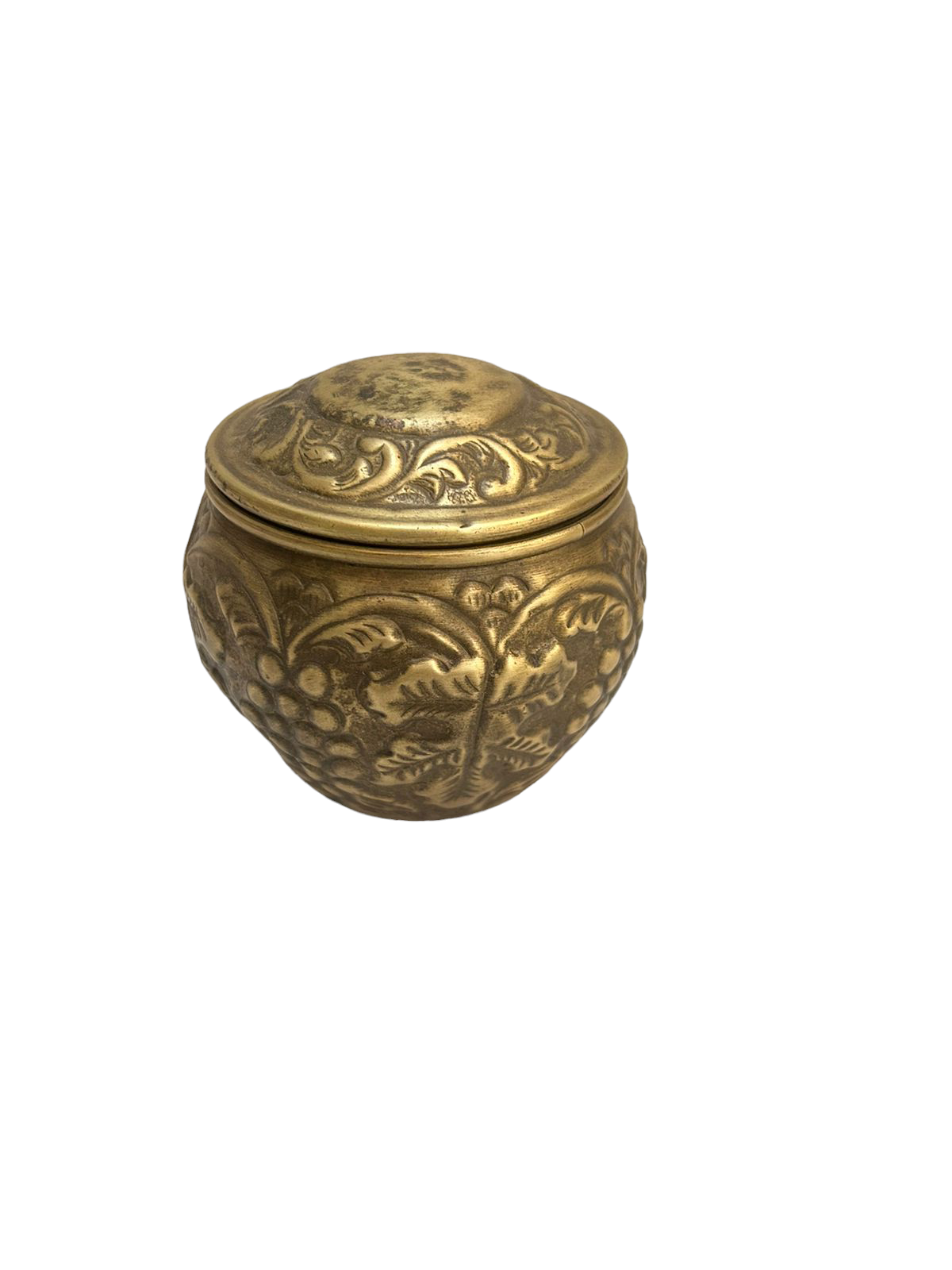 Old Floral  Embossed  Brass Box