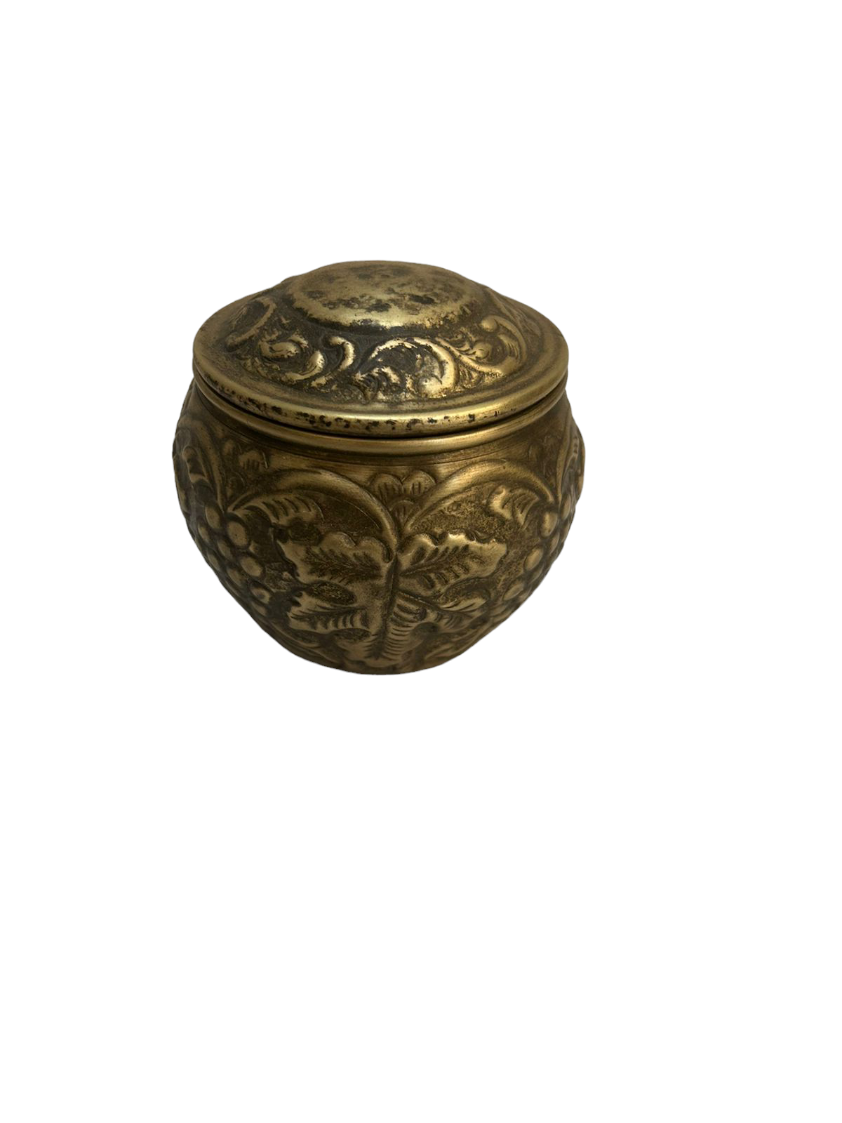 Old Floral  Embossed  Brass Box