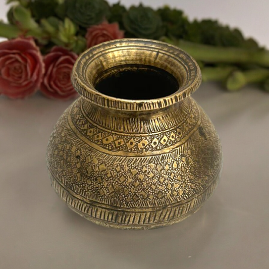 Old Engraved Brass Pot