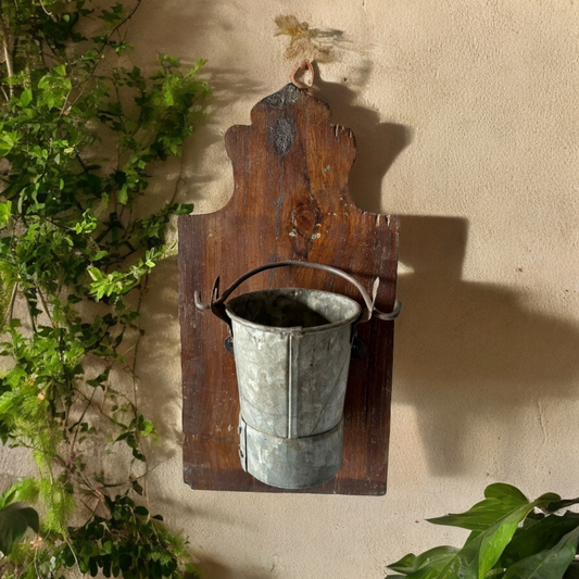 Wall Hanging Wooden Iron Vase