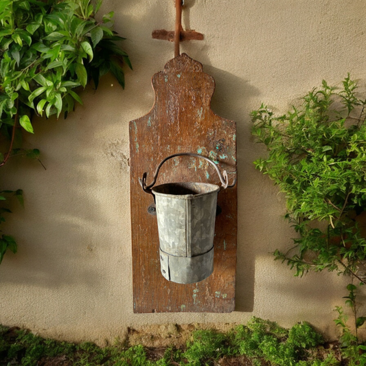 Wall Hanging Wooden Iron Vase