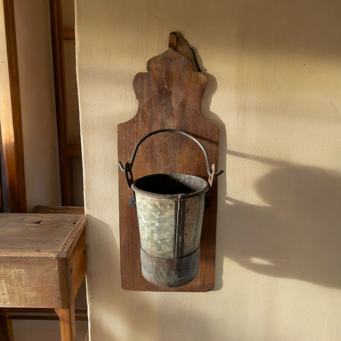 Wall Hanging Wooden Iron Vase