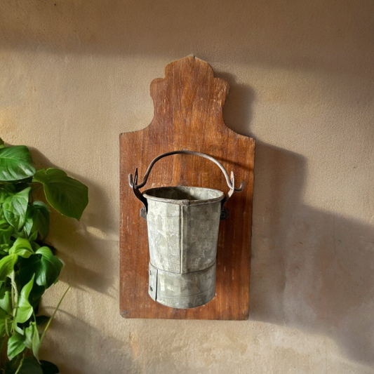 Wall Hanging Wooden Iron Vase