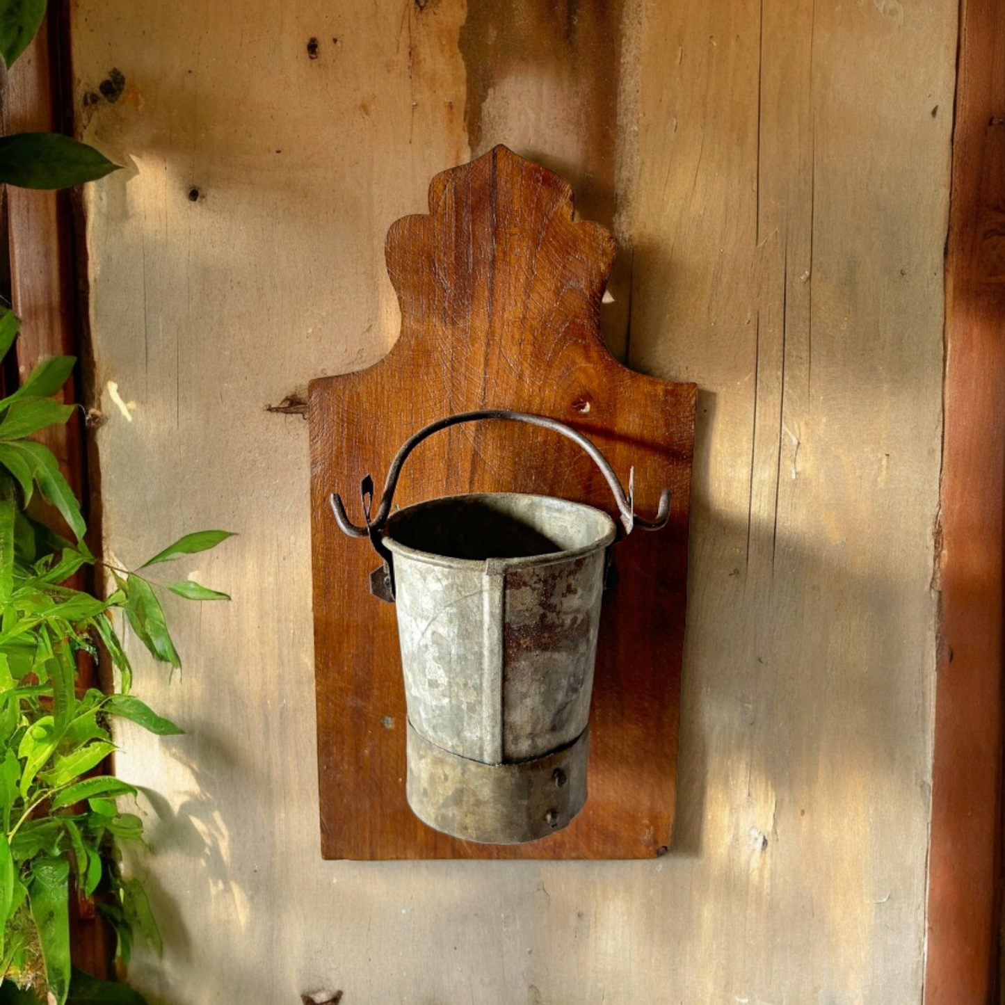 Wall Hanging Wooden Iron Vase