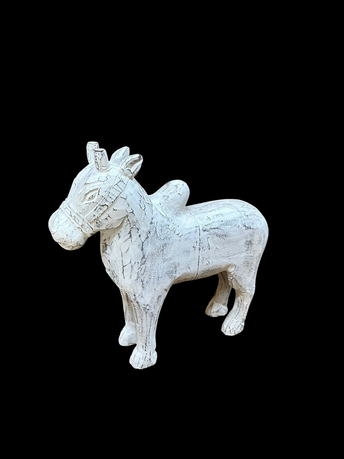 Wooden White Wash Bull