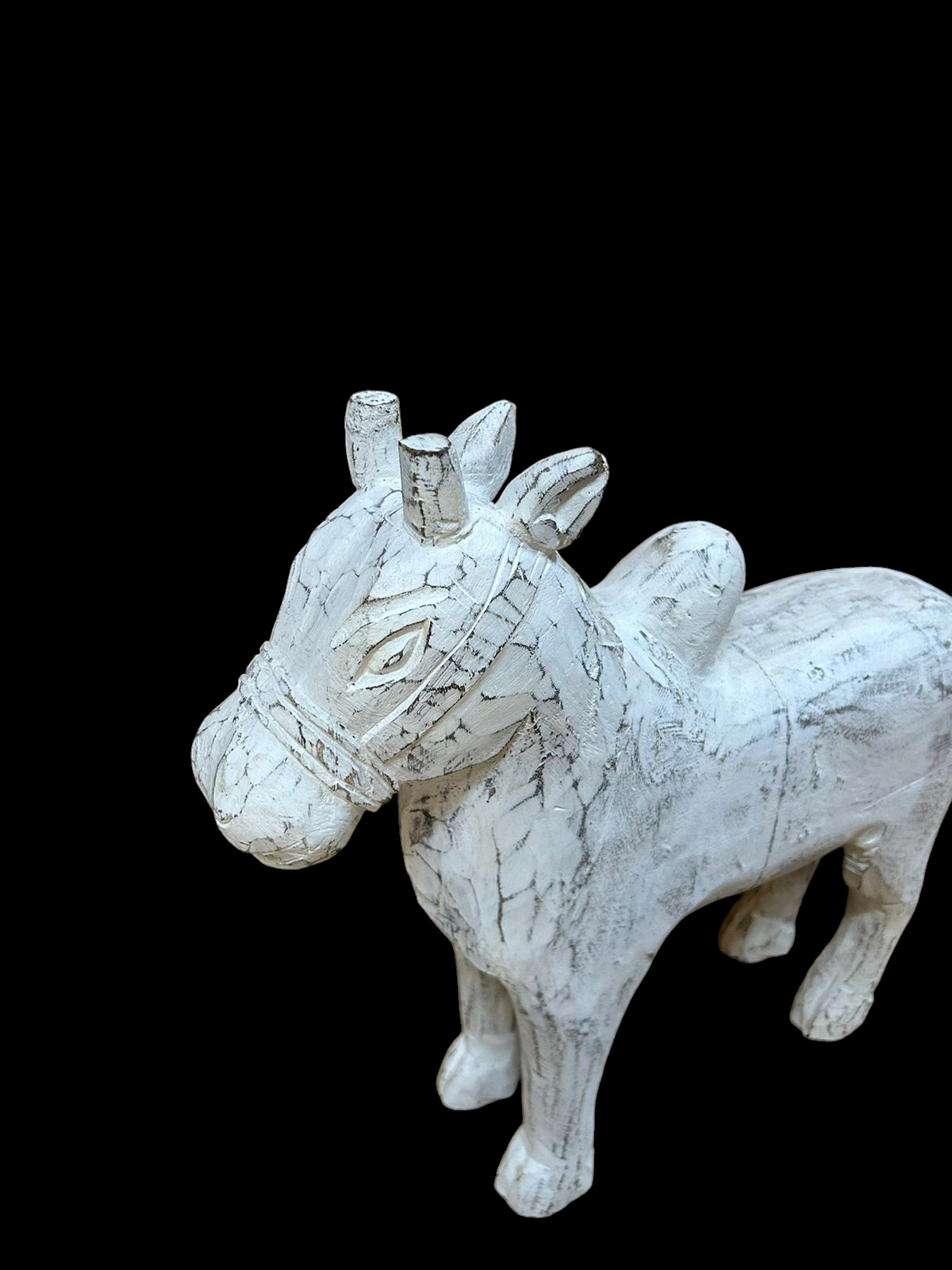 Wooden White Wash Bull