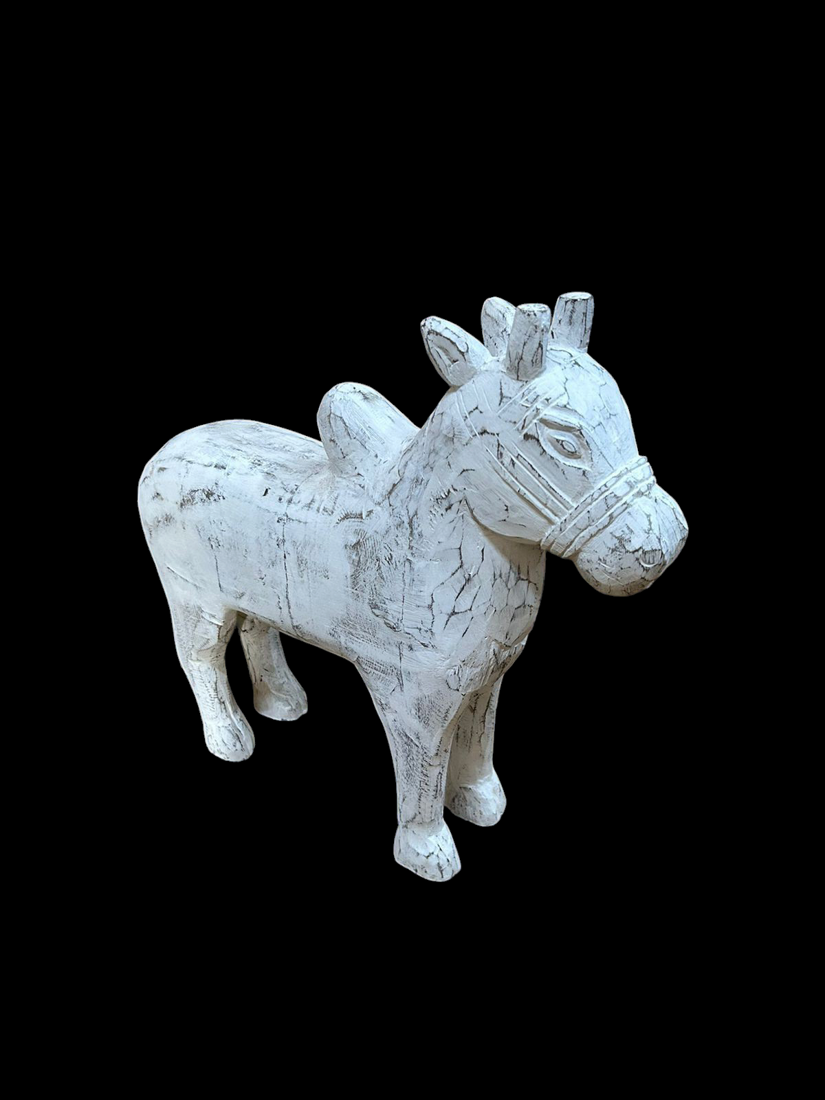 Wooden White Wash Bull