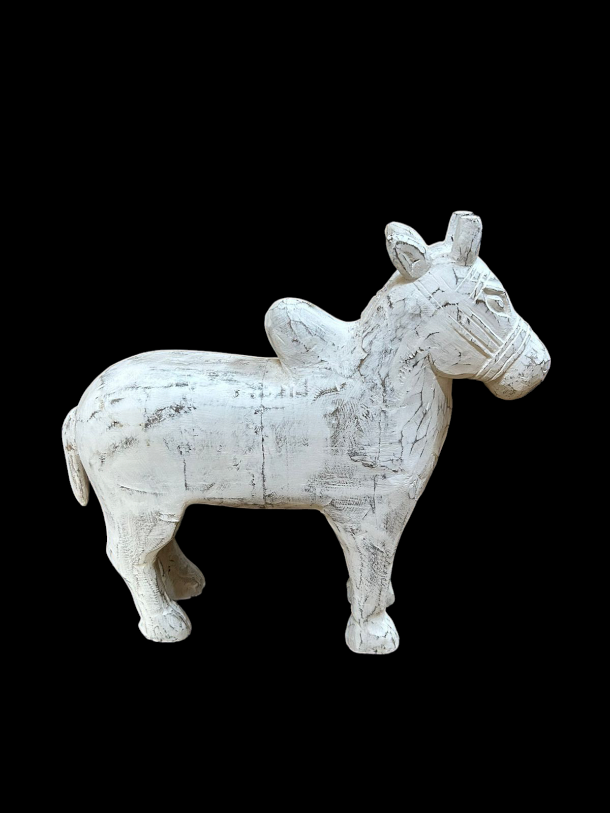 Wooden White Wash Bull