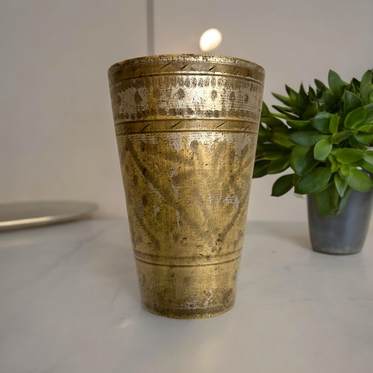 Old Carved Brass Water Glass