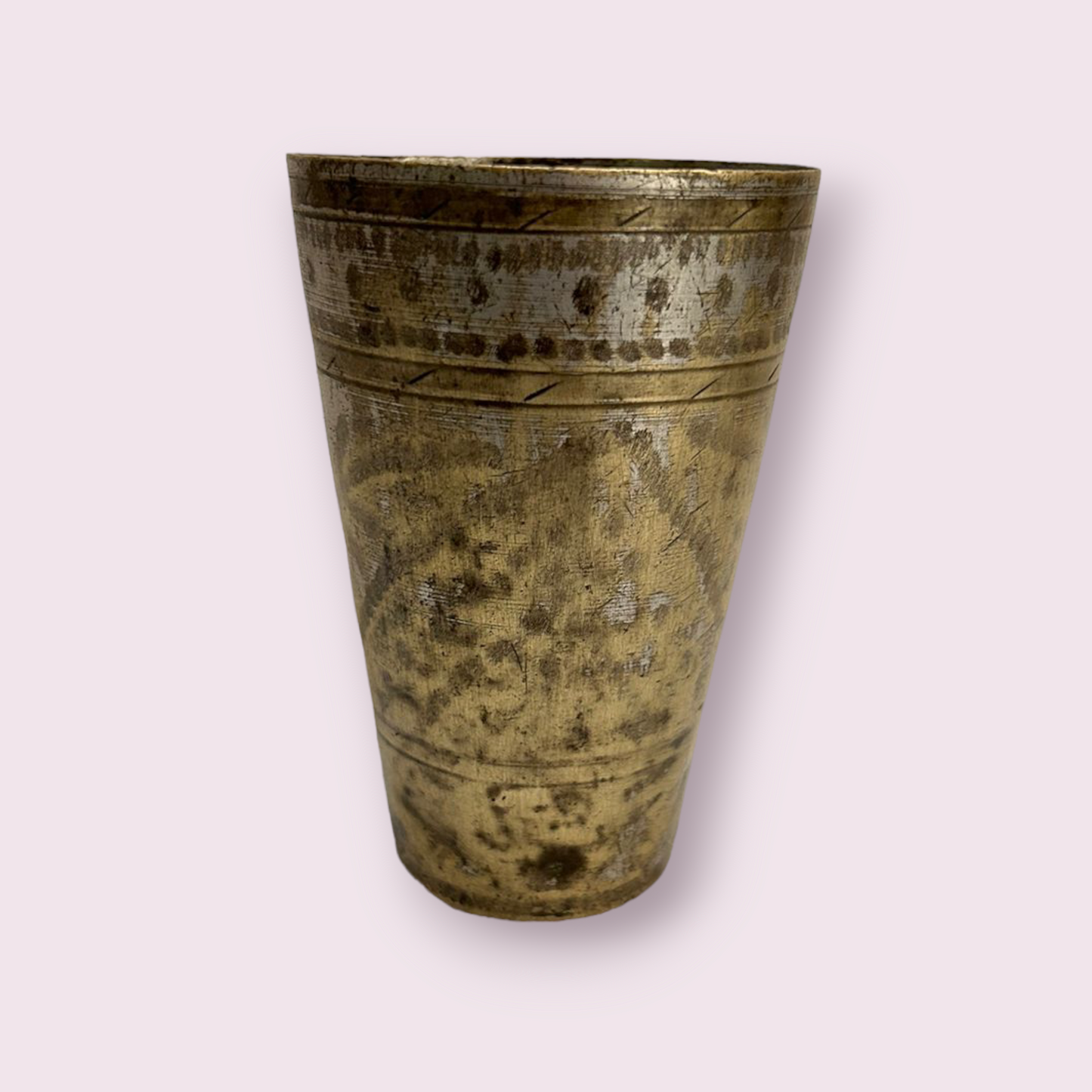 Old Carved Brass Water Glass