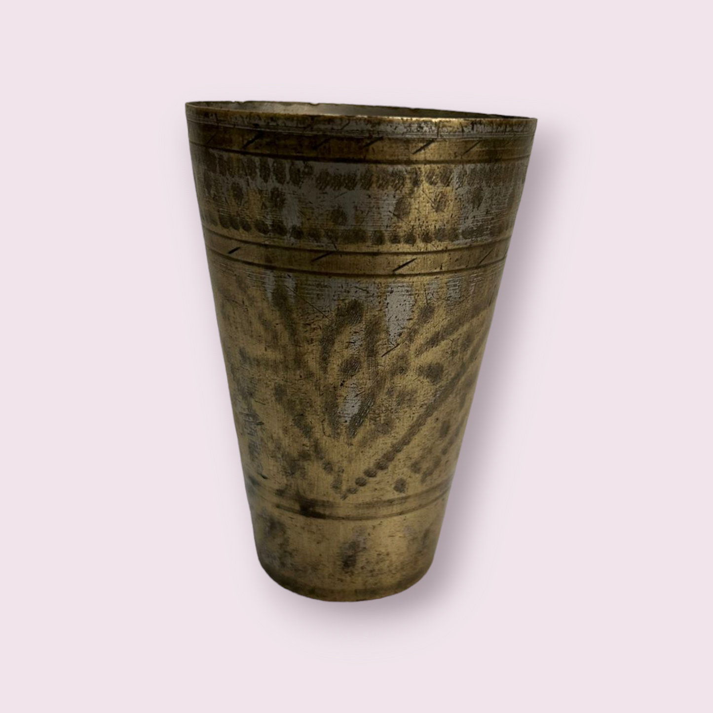 Old Carved Brass Water Glass