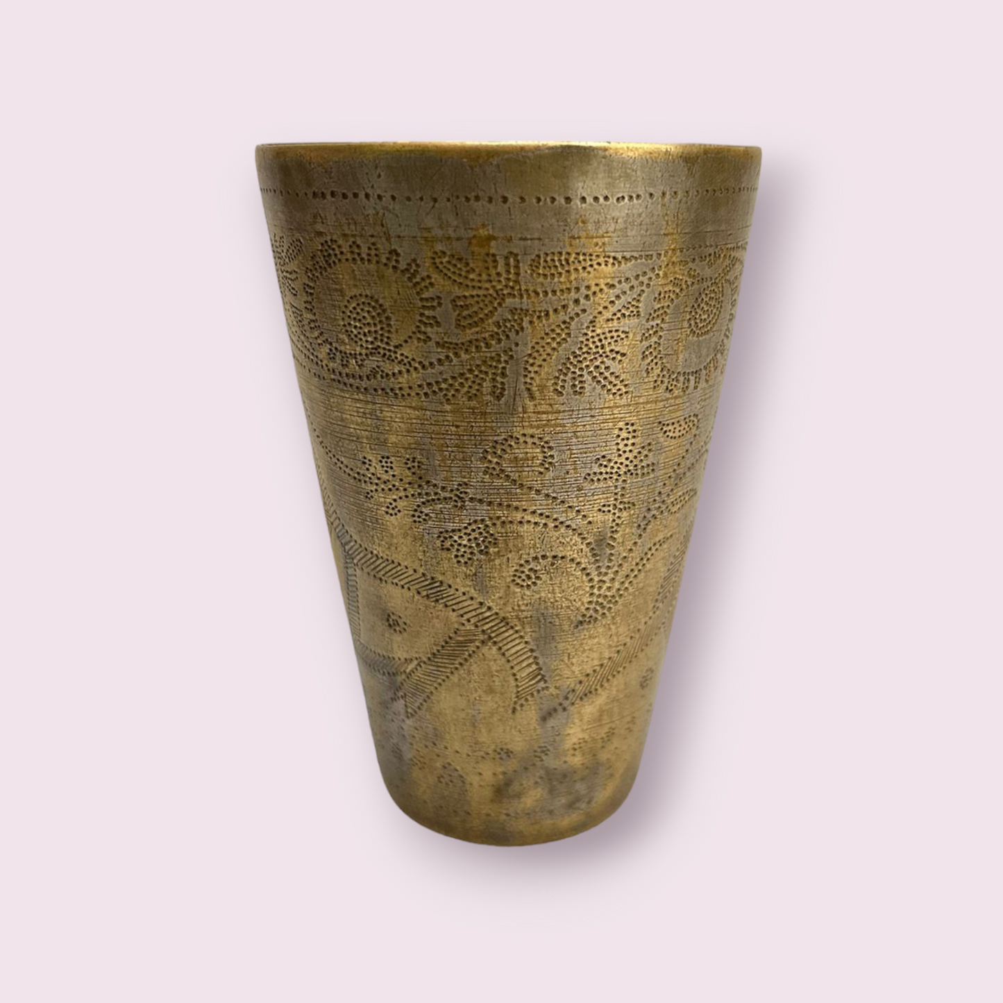 Old Carved Brass Water Glass