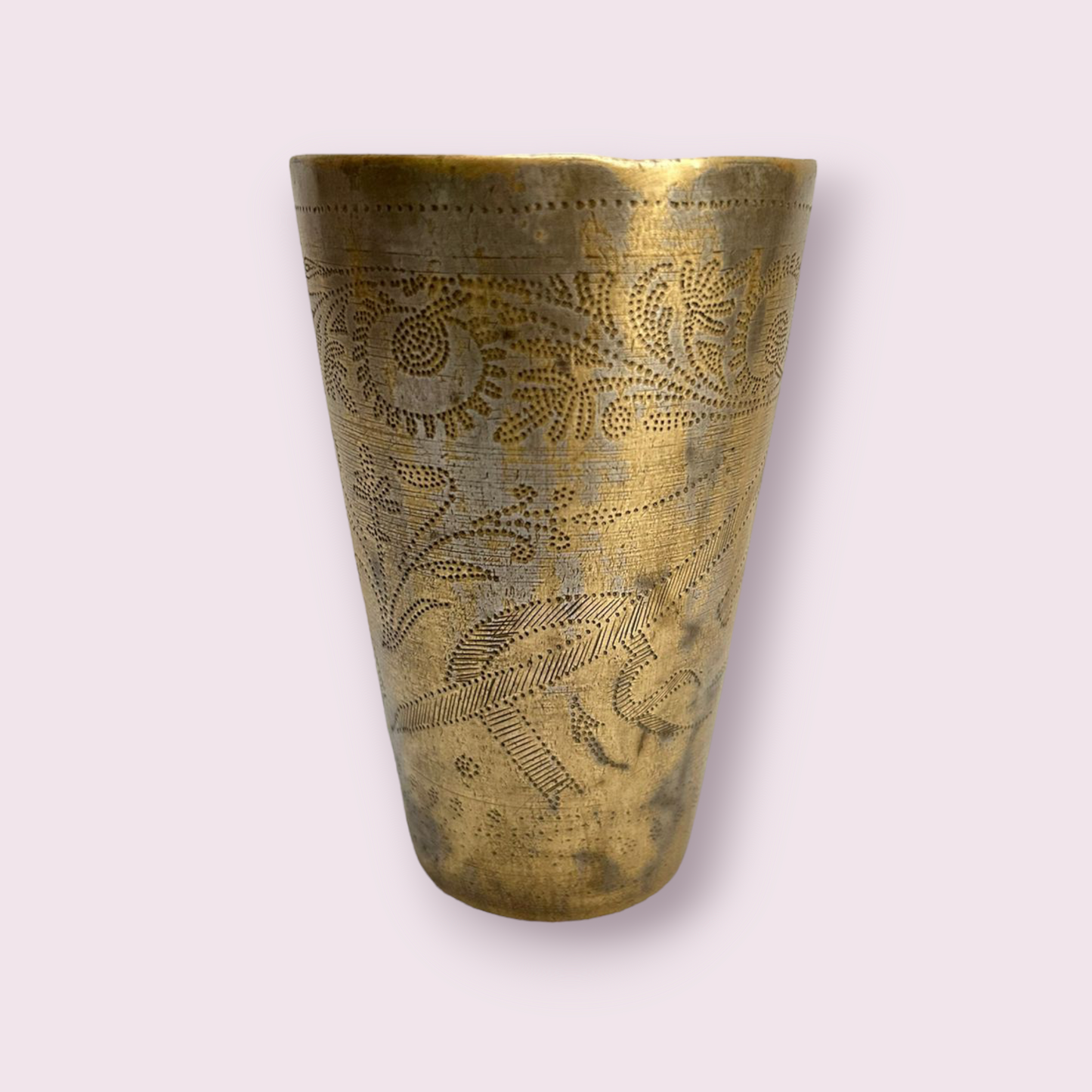 Old Carved Brass Water Glass