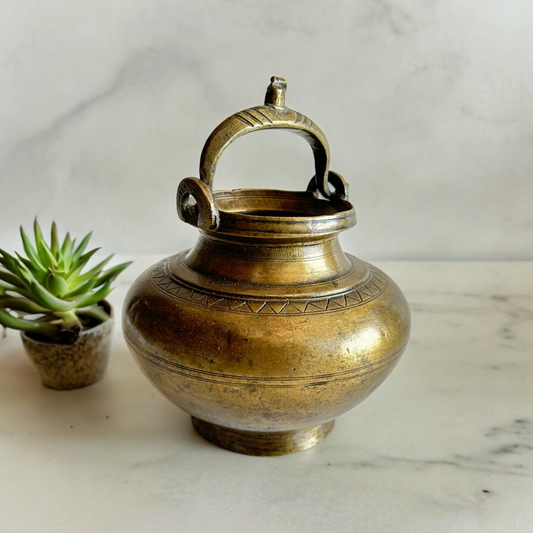 Old Brass Saint Priest Water Pot