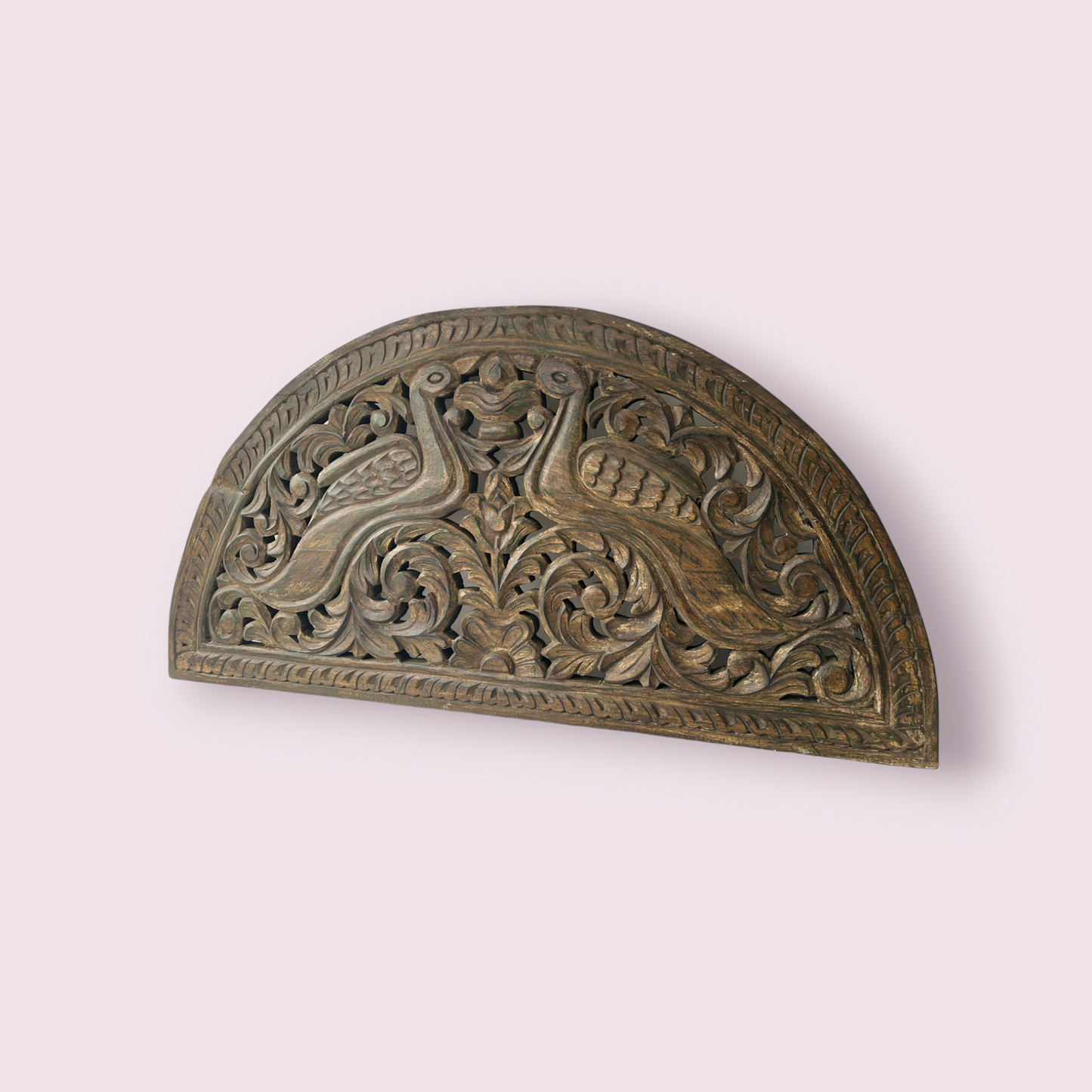 Peacock Carved Wooden Wall Panel