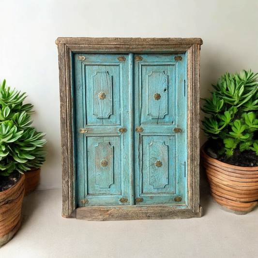 Wooden Wall Hanging Window With Brass Work