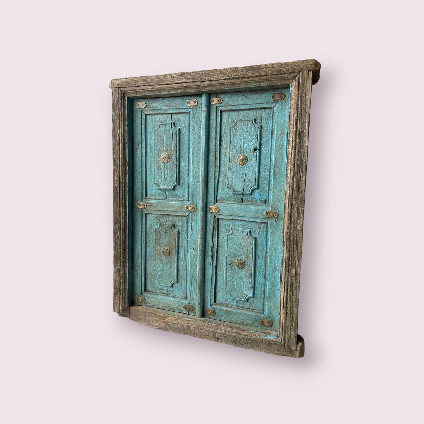 Wooden Wall Hanging Window With Brass Work