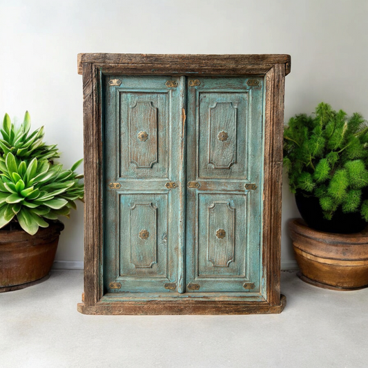 Wooden Wall Hanging Window With Brass Work