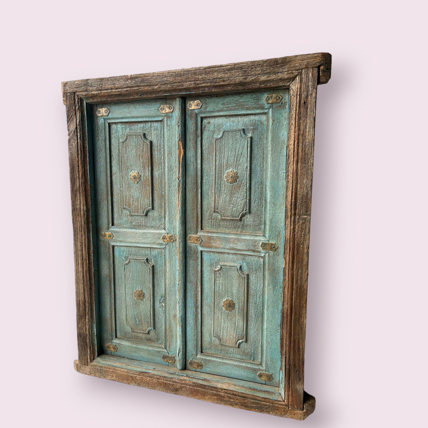 Wooden Wall Hanging Window With Brass Work