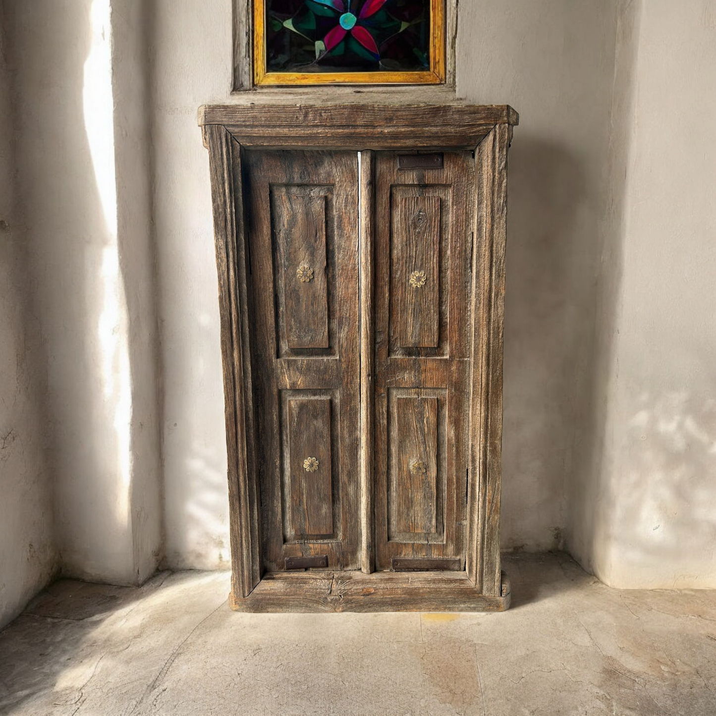 Wooden Wall Hanging Window With Brass Work