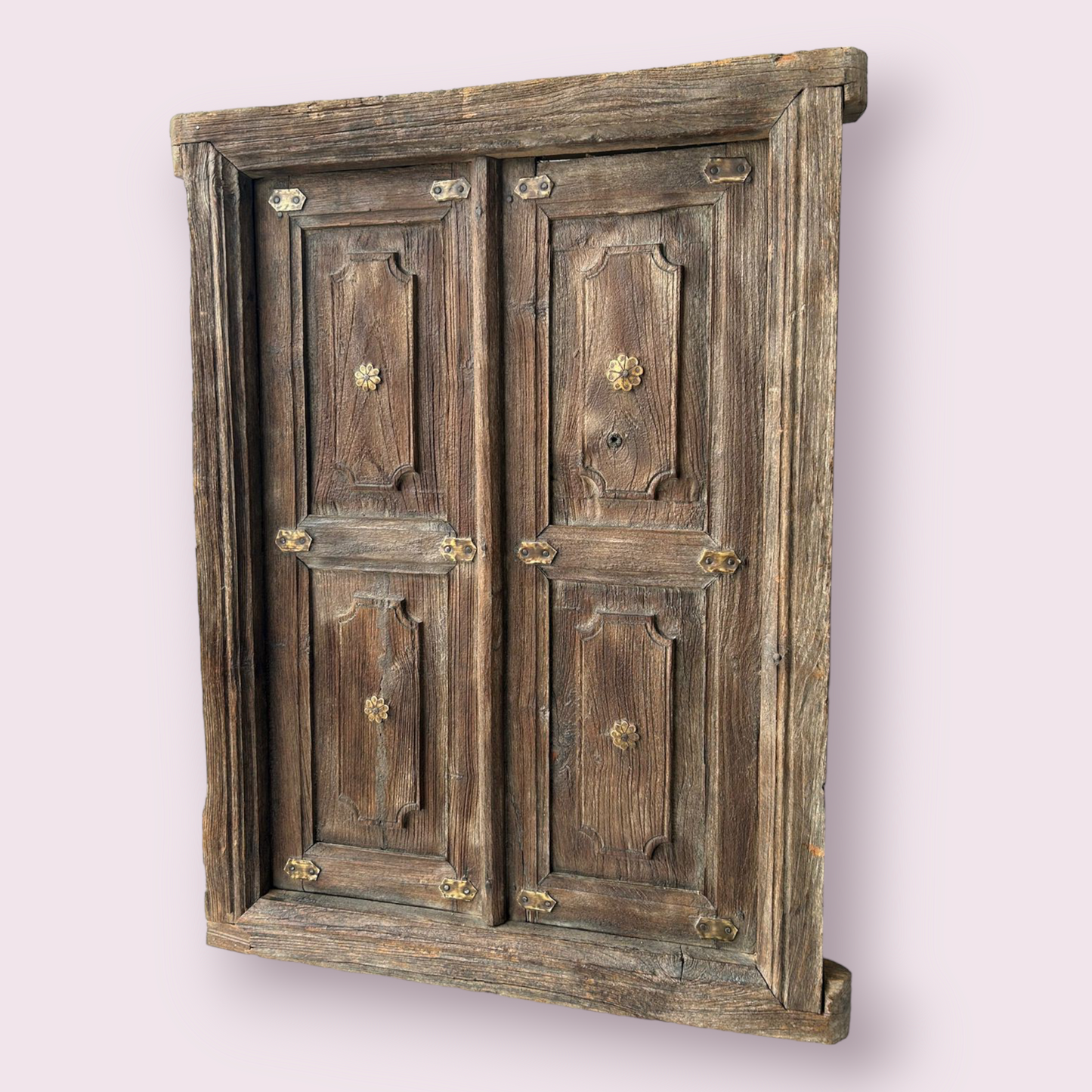 Wooden Wall Hanging Window With Brass Work