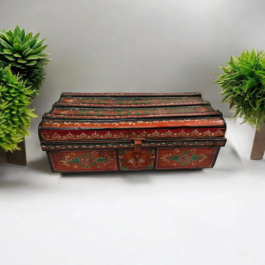 Hand Painted Iron Trunk Box