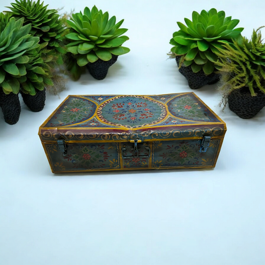 Hand Painted Iron Trunk Box