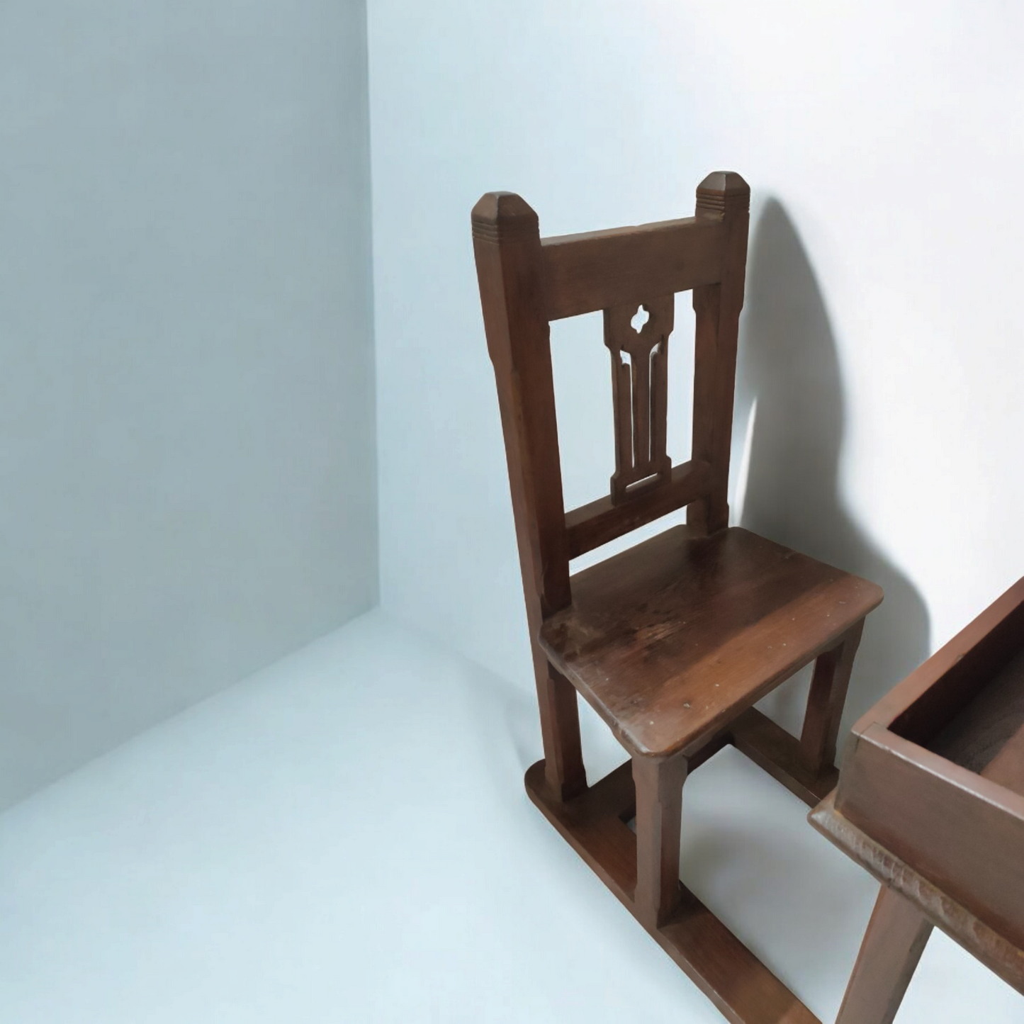 Antique Wooden Study Table Chair With Desk Drawer