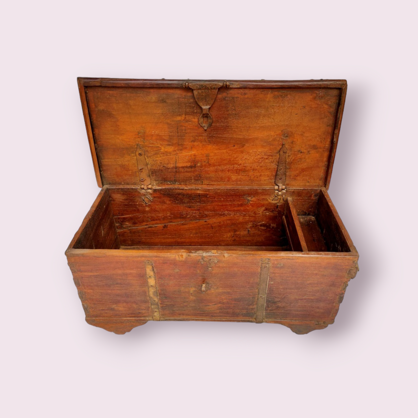 Old Wooden Trunk Box On Wheel