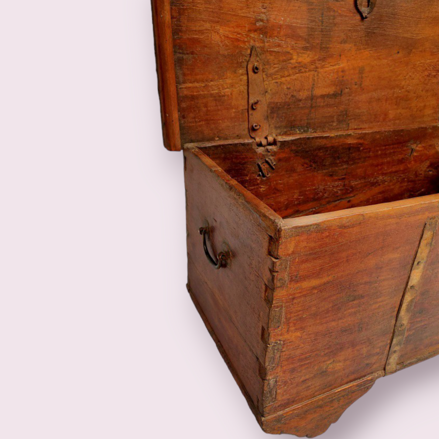 Old Wooden Trunk Box On Wheel