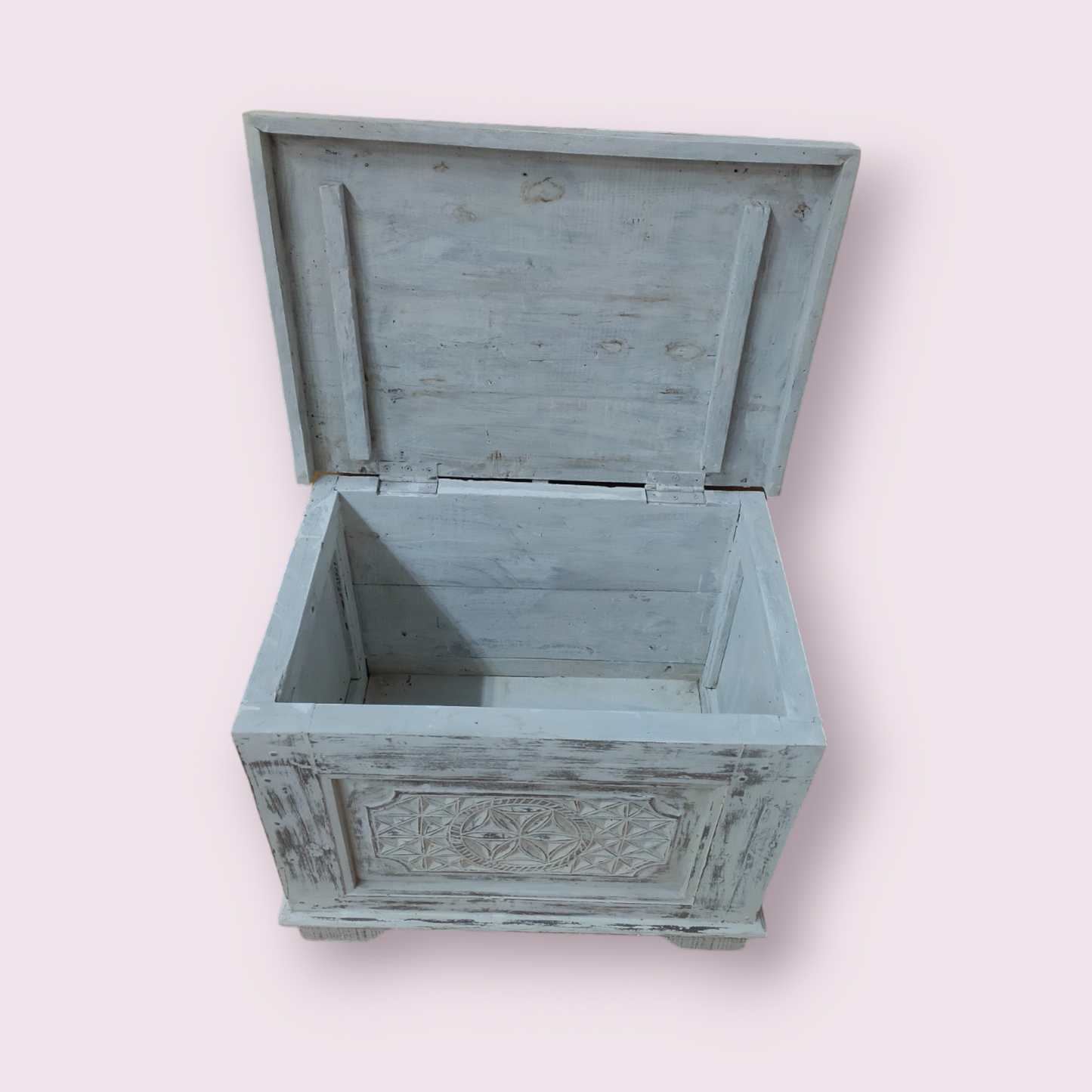 Old Wooden White Wash Trunk Box