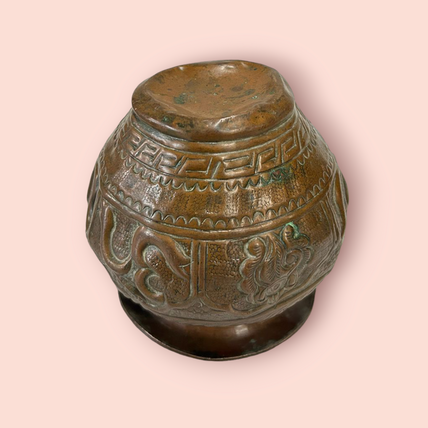 Hand Made Embossed Copper Pot  Hindu God Embossed