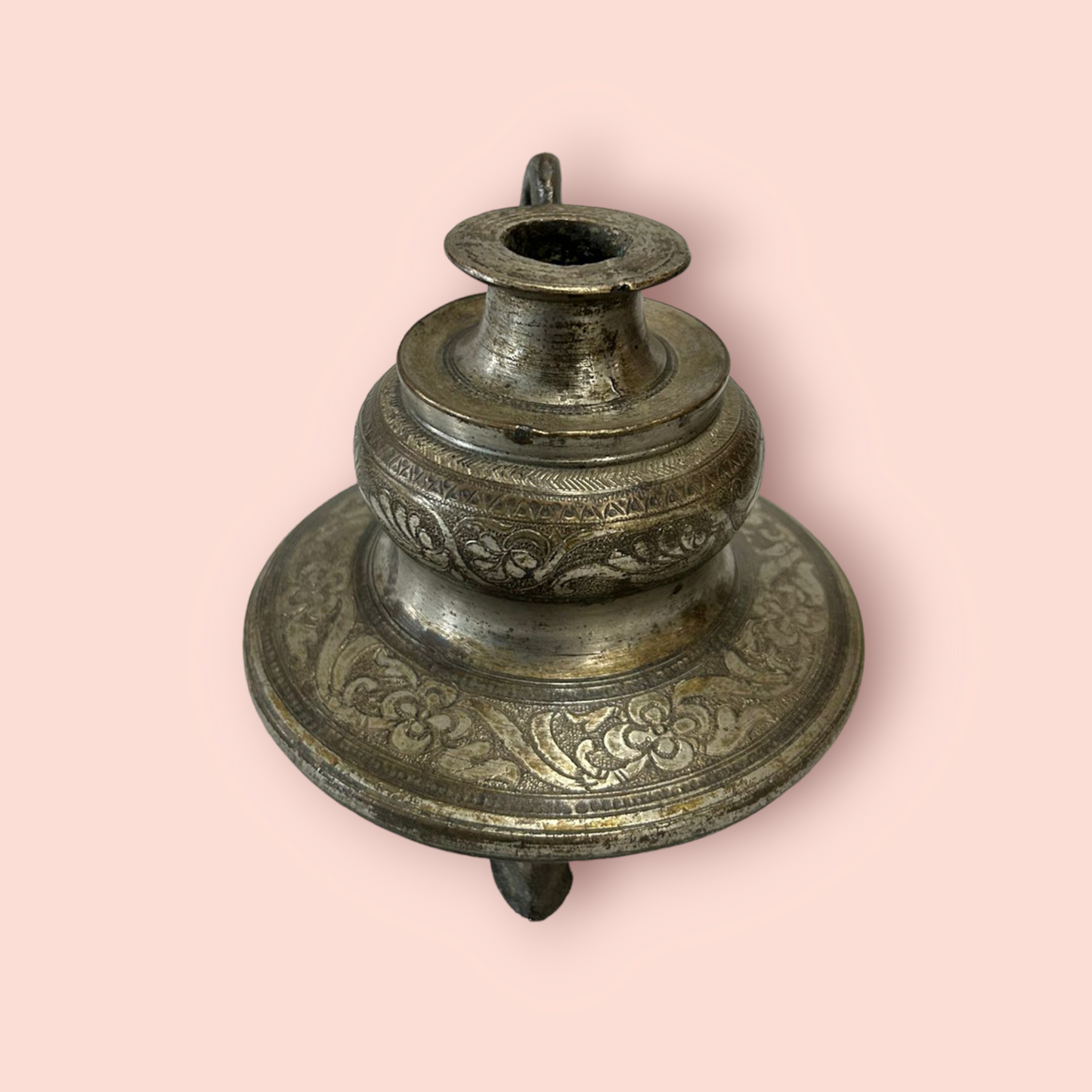 Antique Brass Hookah Base Floral Carved Sheesha Base