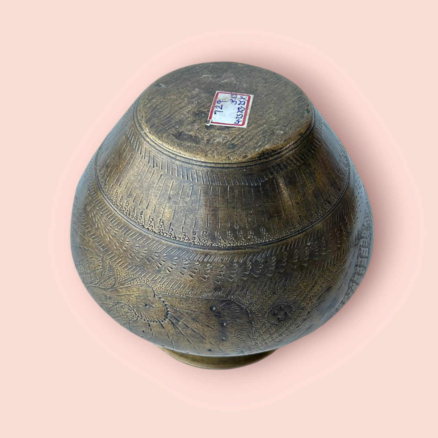 Antique Brass Peacock Carved Plater Pot