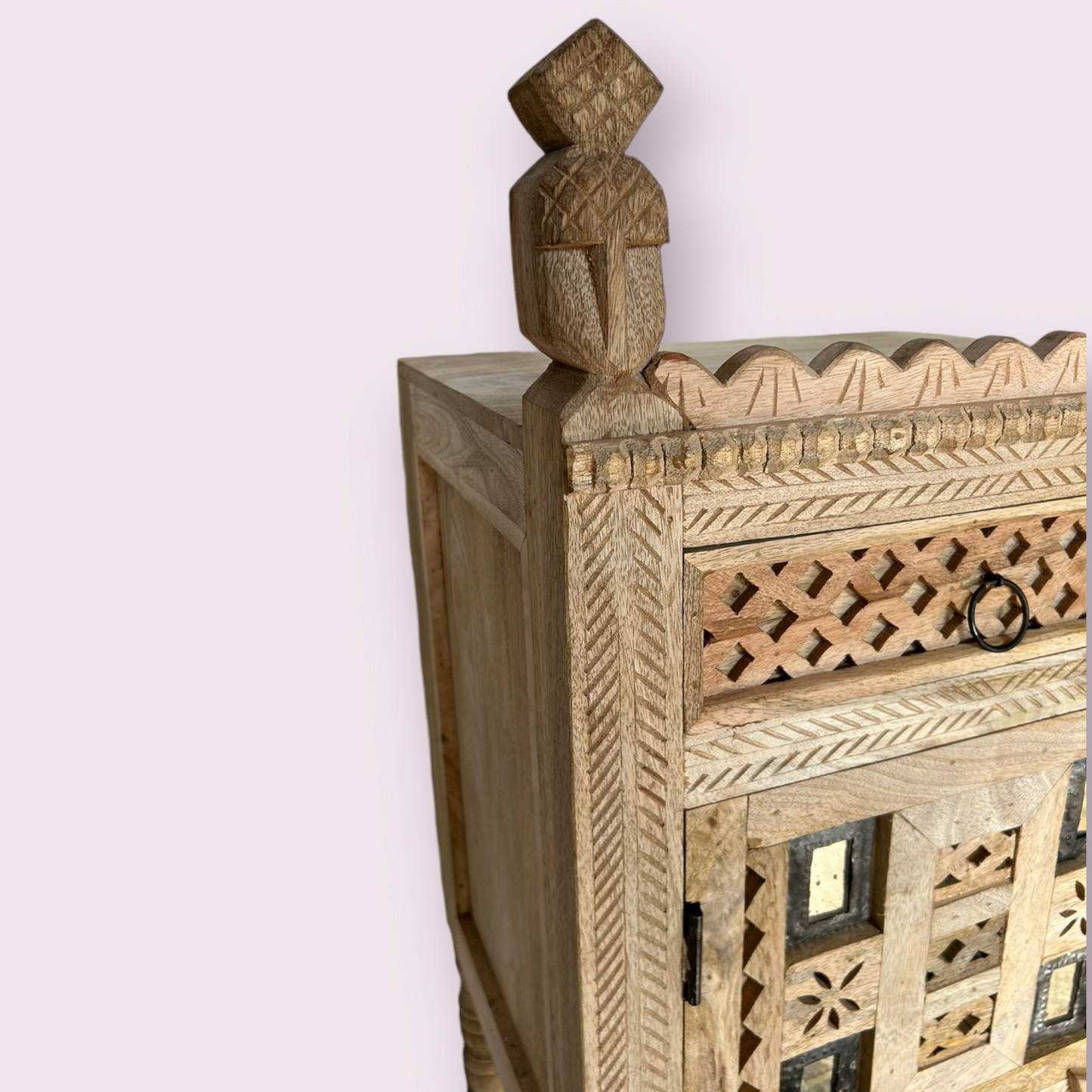 Hand Carved Wooden Bedside Table Damachiya