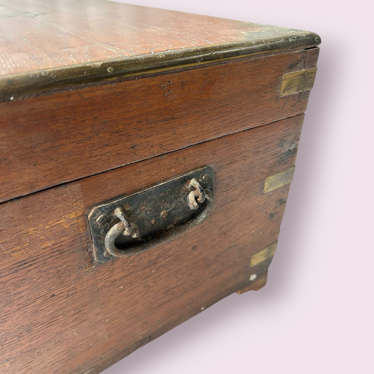 Antique Wooden Brass Work Merchant Box