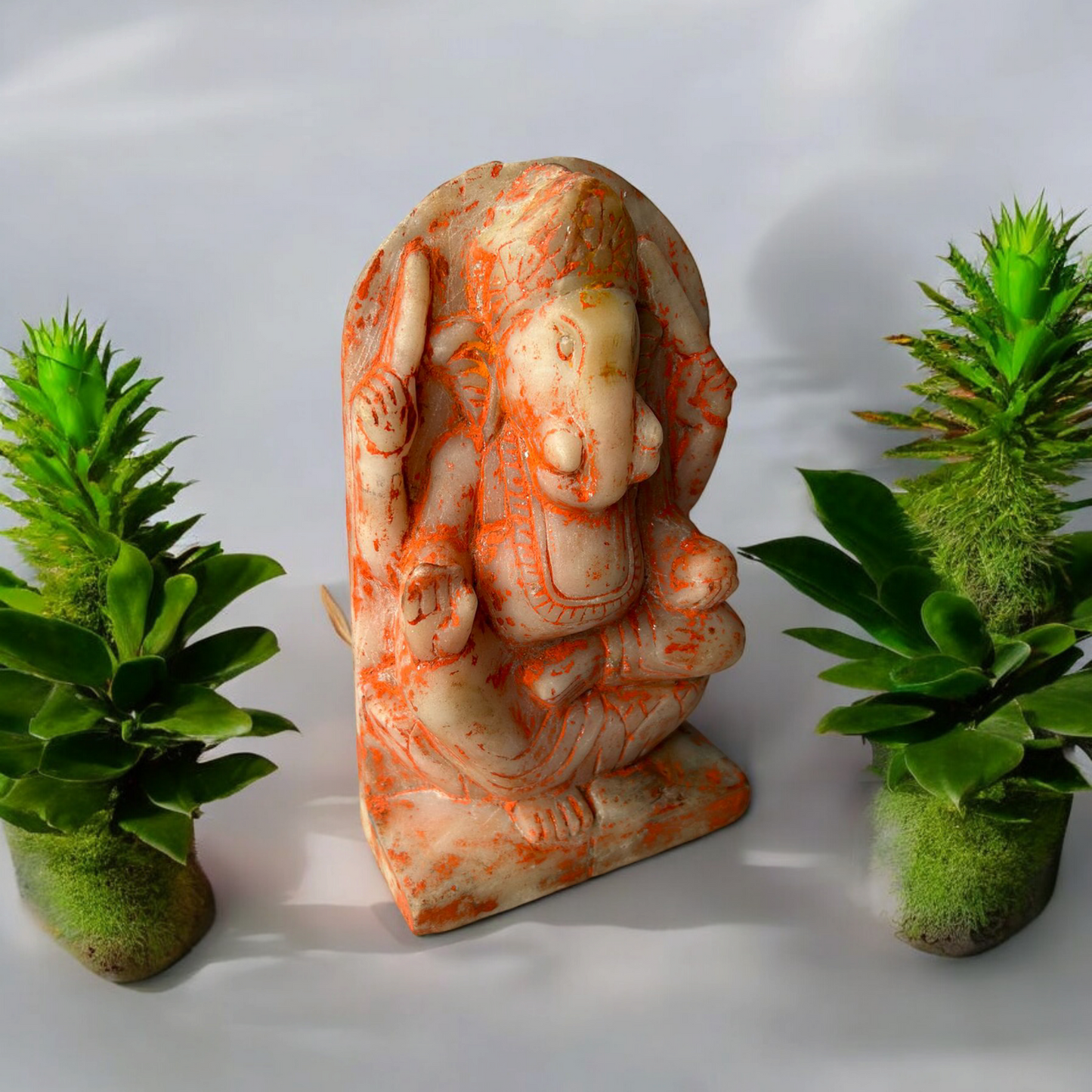 Old Hindu God Ganesha Marble Statue