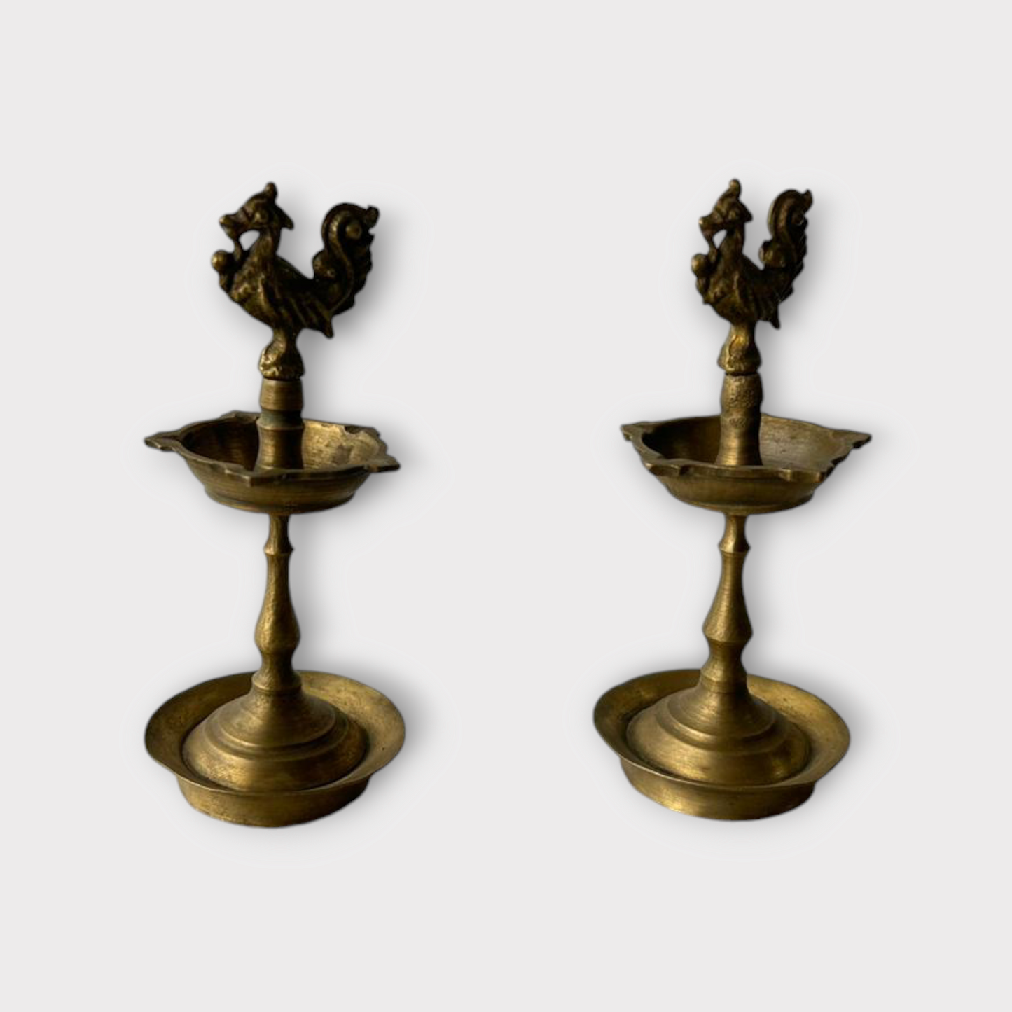 Antique Brass South Indian Lamp (set of 2)