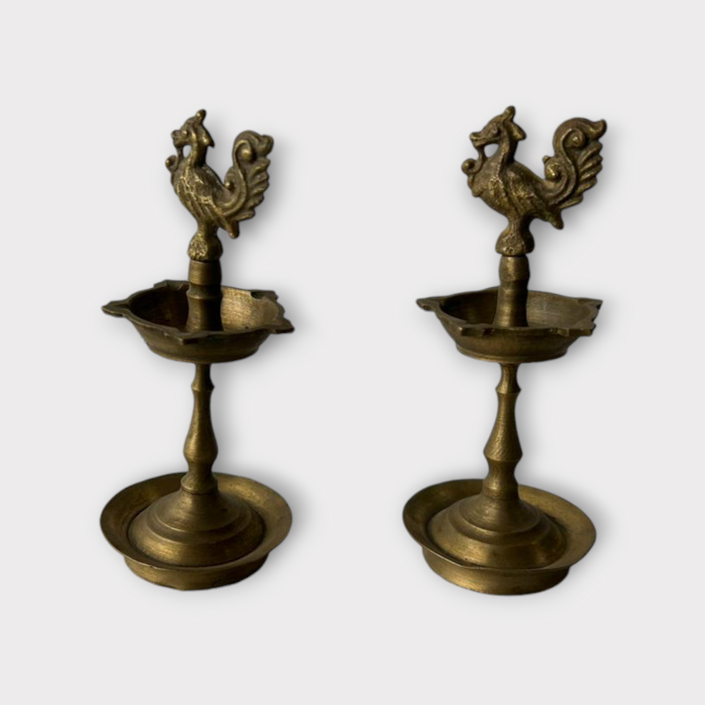 Antique Brass South Indian Lamp (set of 2)