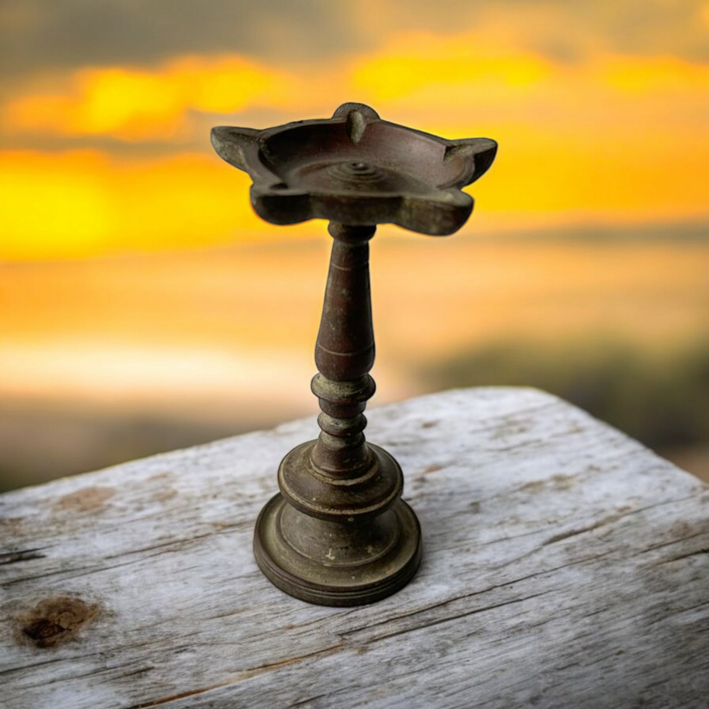 Antique Brass South Indian Lamp