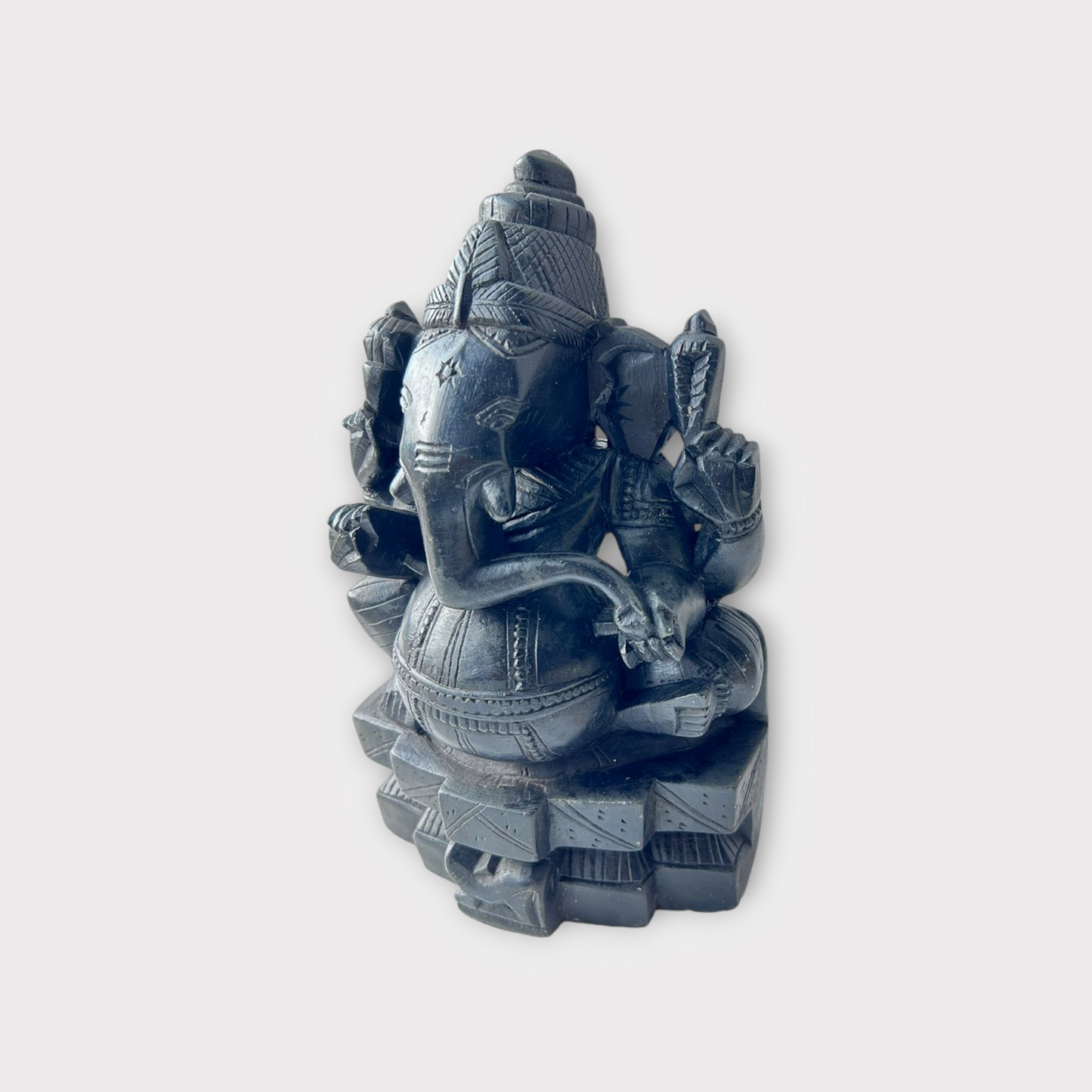 Old Black Stone Ganesha Statue