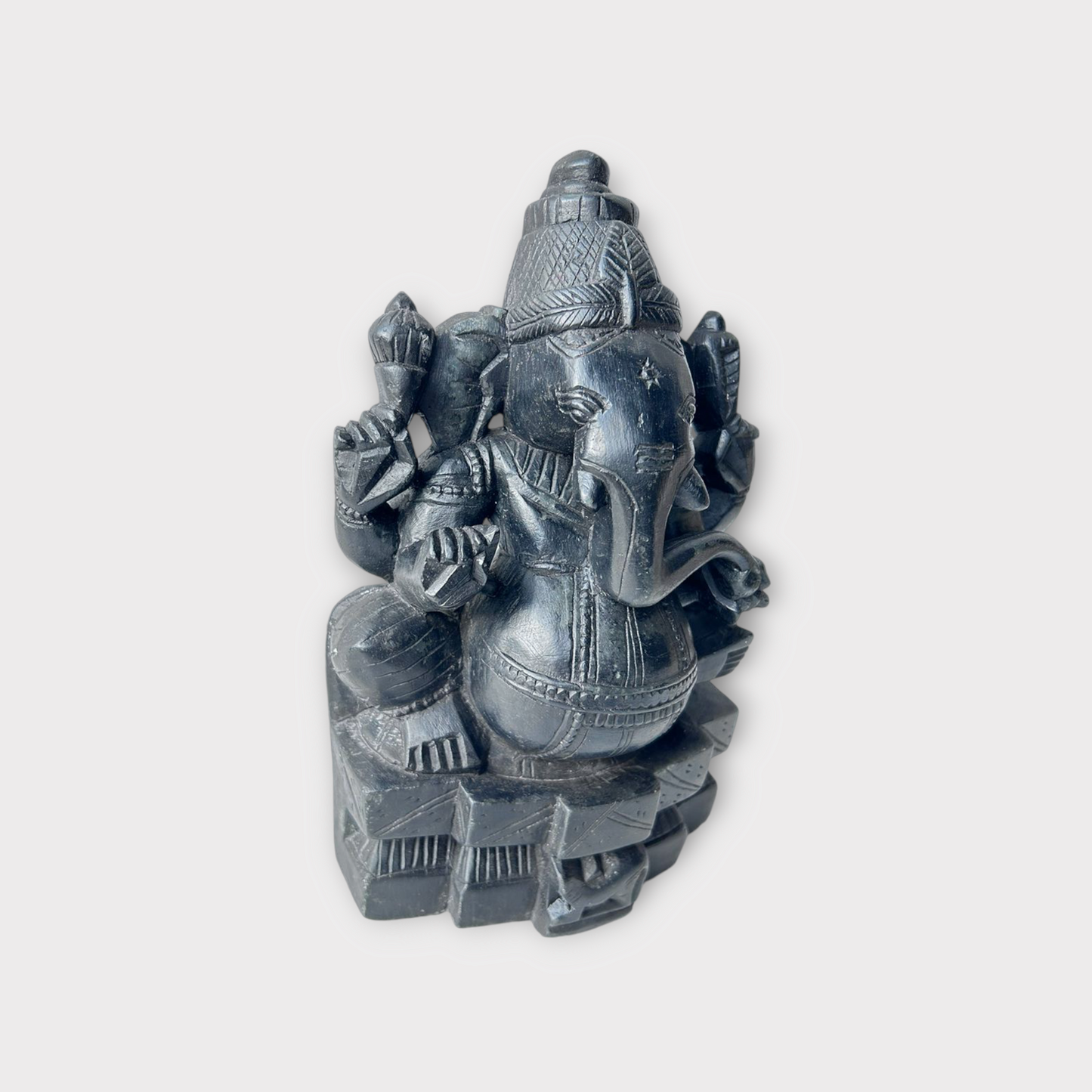 Old Black Stone Ganesha Statue