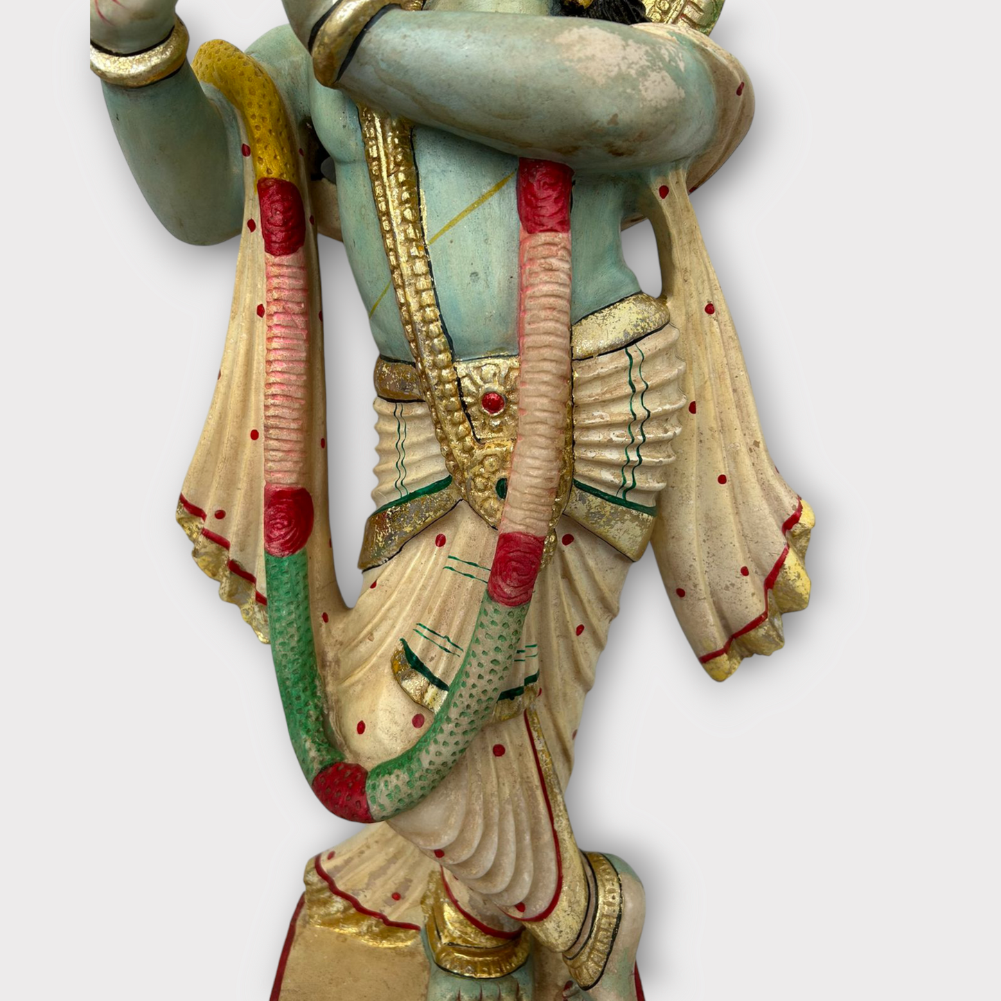 Old Hindu God Krishna Marble Stone Statue Hand Painted