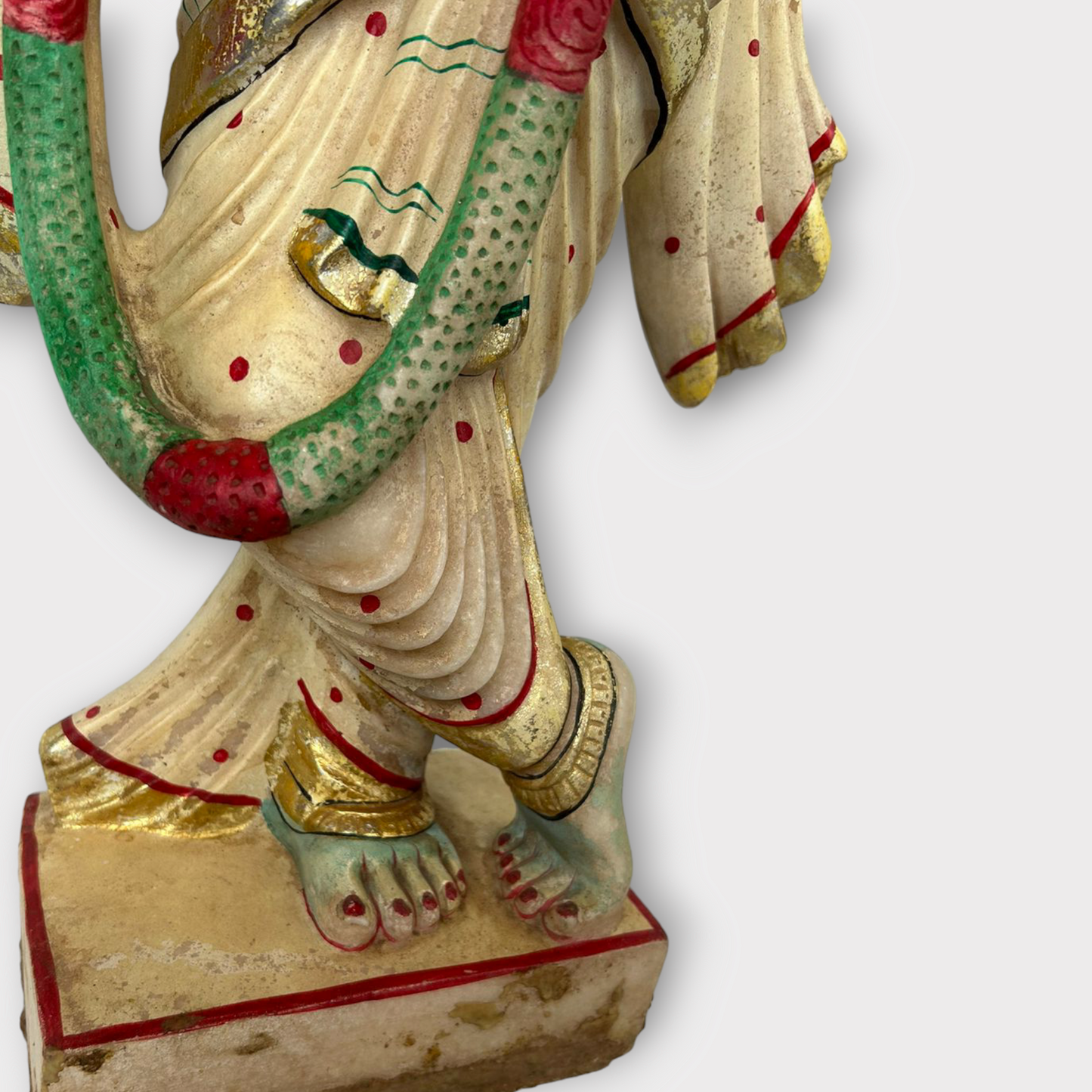 Old Hindu God Krishna Marble Stone Statue Hand Painted