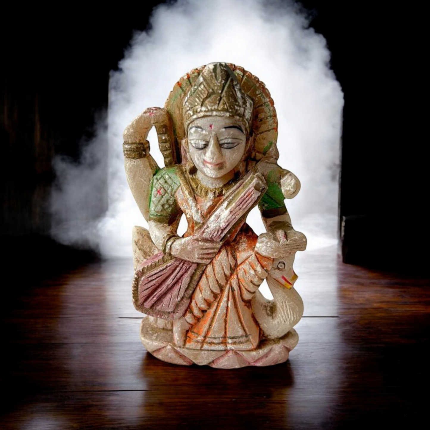 Old Marble Stone Saraswati Statue